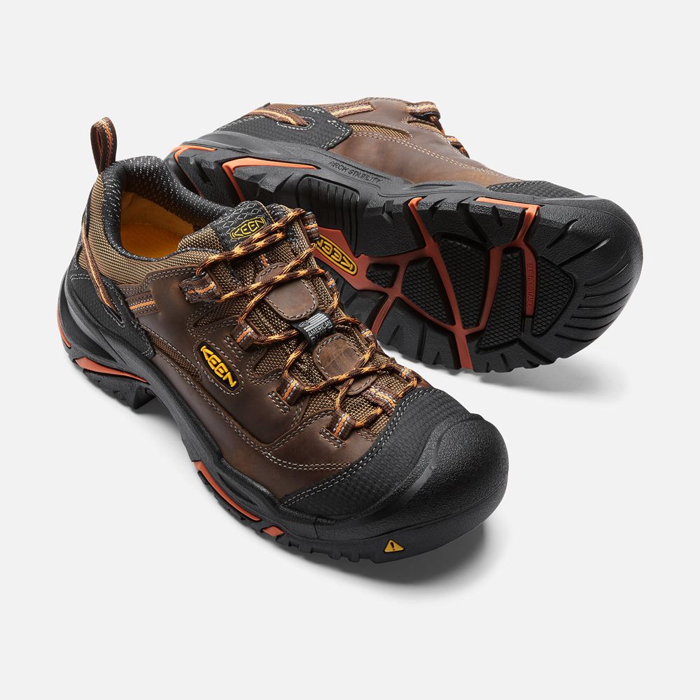 Zapatos de Trabajo Keen Mexico Marrom/Naranjas - Hombre Braddock Bajos (Soft Toe) - FA3981405